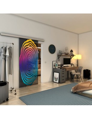 Glasschiebetür SLIM-LINE - Fineprint Model 109 Verlauf auf Grauglas