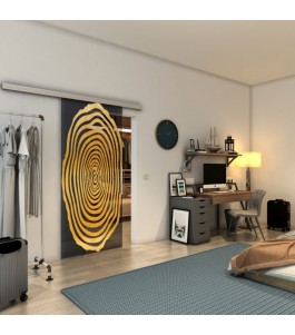Glasschiebetür SLIM-LINE - Fineprint Model 109 Gold auf Grauglas