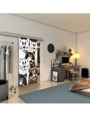 Glasschiebetür SLIM-LINE - Fineprint Model 115 Weiss auf Grauglas