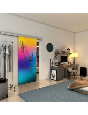 Glasschiebetür SLIM-LINE - Fineprint Model 120 Verlauf auf Grauglas