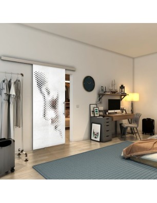 Glasschiebetür SLIM-LINE - Fineprint Model 120 Weiss auf Grauglas
