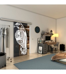 Glasschiebetür SLIM-LINE - Fineprint Model 122 Weiss auf Grauglas