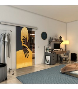 Glasschiebetür SLIM-LINE - Fineprint Model 124 Gold auf Grauglas