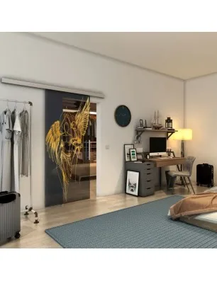 Glasschiebetür SLIM-LINE - Fineprint Model 131 Gold auf Grauglas