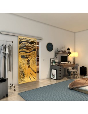 Glasschiebetür SLIM-LINE - Fineprint Model 133 Gold auf Grauglas