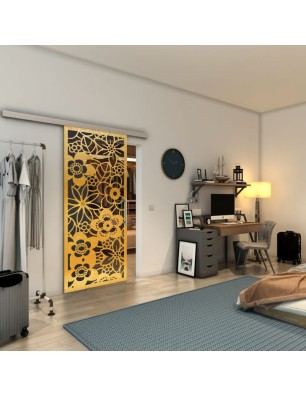 Glasschiebetür SLIM-LINE - Fineprint Model 149 Gold auf Grauglas