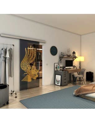 Glasschiebetür SLIM-LINE - Fineprint Model 157 Gold auf Grauglas