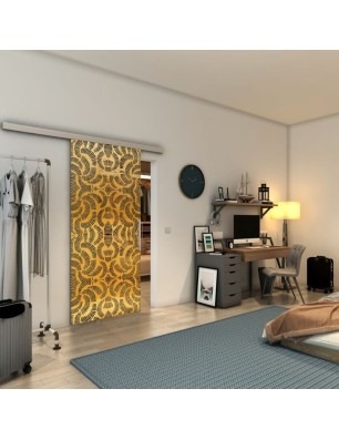 Glasschiebetür SLIM-LINE - Fineprint Model 164 Gold auf Grauglas