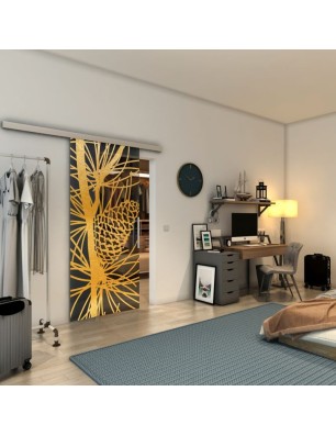 Glasschiebetür SLIM-LINE - Fineprint Model 169 Gold auf Grauglas