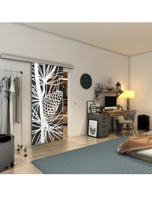 Glasschiebetür SLIM-LINE - Fineprint Model 169 Weiss auf Grauglas