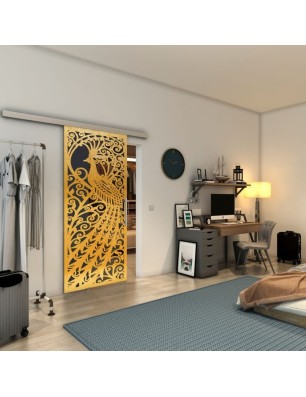 Glasschiebetür SLIM-LINE - Fineprint Model 172 Gold auf Grauglas
