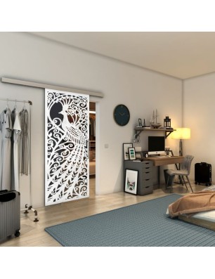 Glasschiebetür SLIM-LINE - Fineprint Model 172 Weiss auf Grauglas