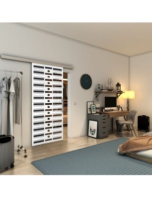Glasschiebetür SLIM-LINE - Fineprint Model 174 Weiss auf Grauglas