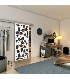 Glasschiebetür SLIM-LINE - Fineprint Model 175 Weiss auf Grauglas