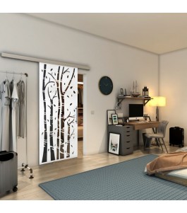 Glasschiebetür SLIM-LINE - Fineprint Model 182 Weiss auf Grauglas