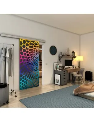 Glasschiebetür SLIM-LINE - Fineprint Model 186 Verlauf auf Grauglas