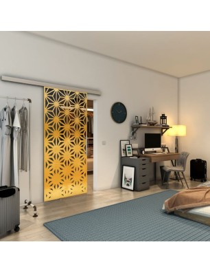 Glasschiebetür SLIM-LINE - Fineprint Model 187 Gold auf Grauglas