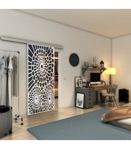 Glasschiebetür SLIM-LINE - Fineprint Model 188 Weiss auf Grauglas