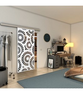 Glasschiebetür SLIM-LINE - Fineprint Model 191 Weiss auf Grauglas