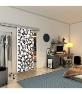 Glasschiebetür SLIM-LINE - Fineprint Model 192 Weiss auf Grauglas