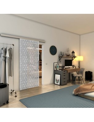 Glasschiebetür SLIM-LINE - Fineprint Model 193 Weiss auf Grauglas