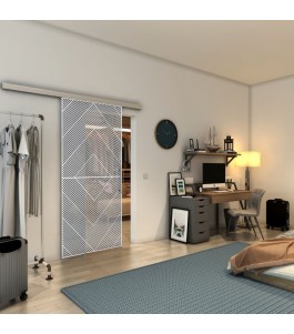 Glasschiebetür SLIM-LINE - Fineprint Model 194 Weiss auf Grauglas
