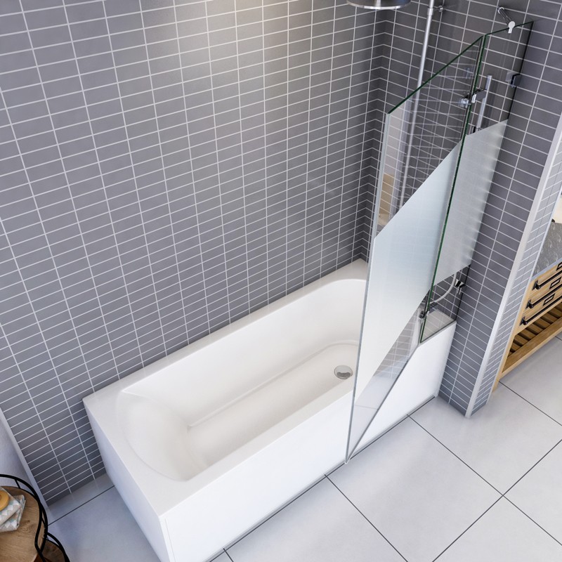 Sichtbare Bauform eines Badewannenaufsatzes im Zusammenhang mit Nachrüstung an der Badewanne