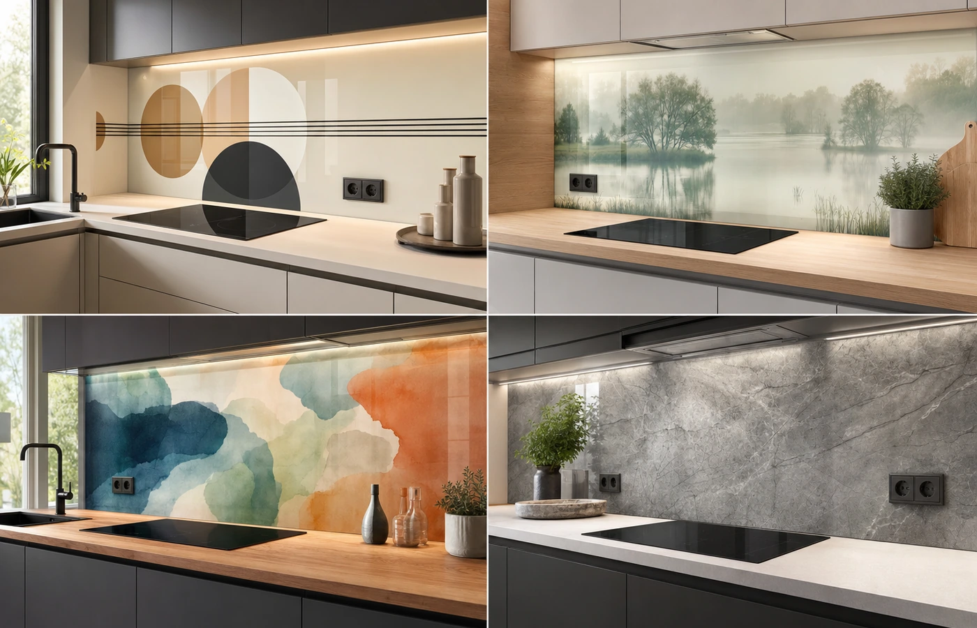 Vergleich moderner Motivstile für Glas-Küchenrückwände