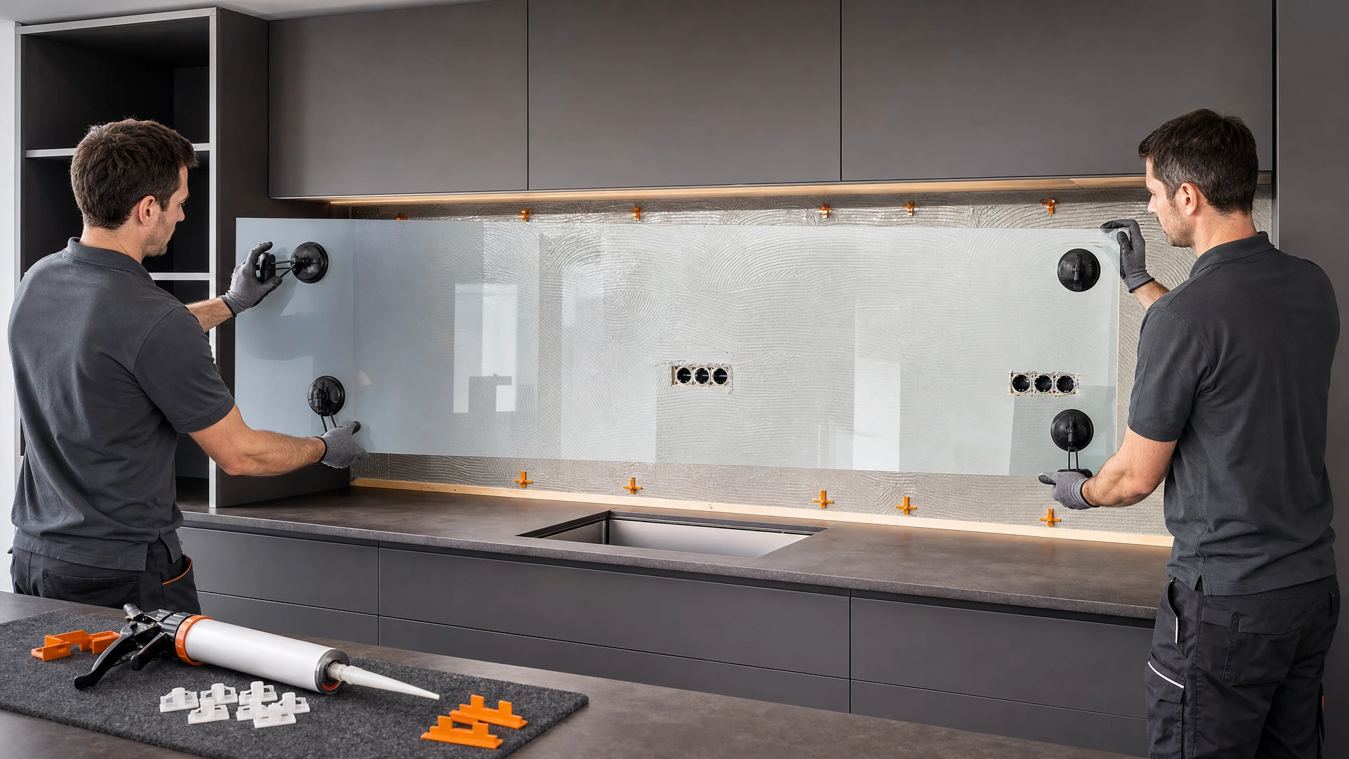 Fachgerechte Vorbereitung zum Verkleben einer Glas-Küchenrückwand