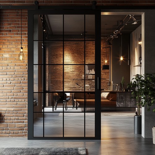 Elegante Loft Glasschiebetüren in Industrie-Design