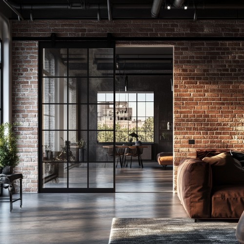 Loft Glasschiebetüren im modernen Raum