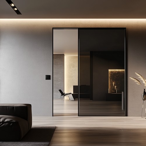 Schwarzglas Glasschiebetüren
