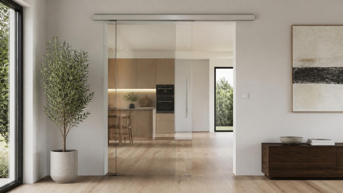 Glasschiebetür Platzbedarf und Wandabstand planen