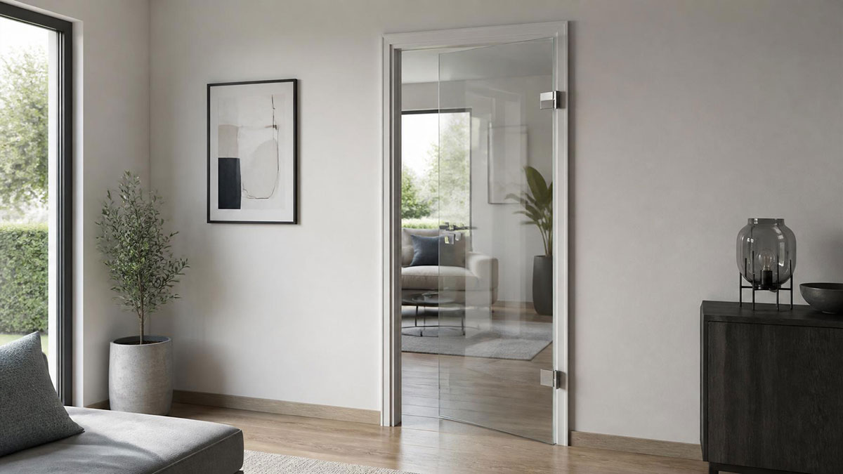 Glastür mit Beschlag und Zarge als Kostenfaktor beim Einbau