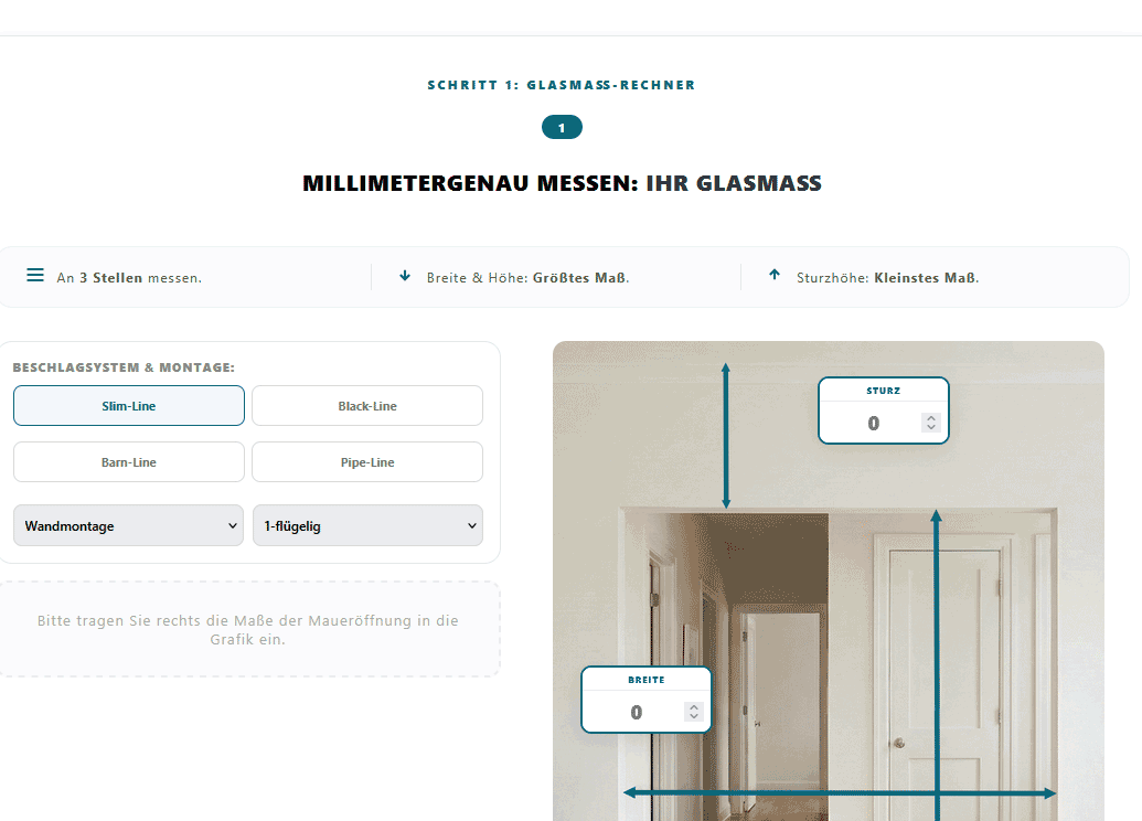 Schiebetür Konfigurator Vorschau