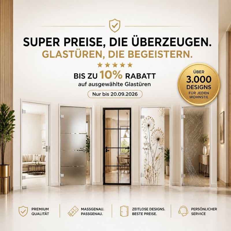 10% Rabatt auf Glastüren