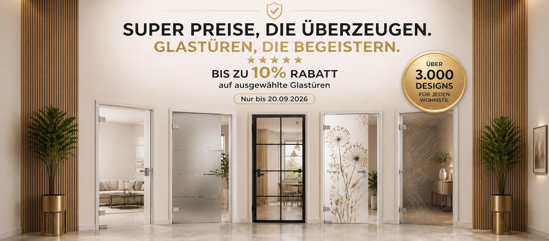 10% Rabatt auf Glastüren