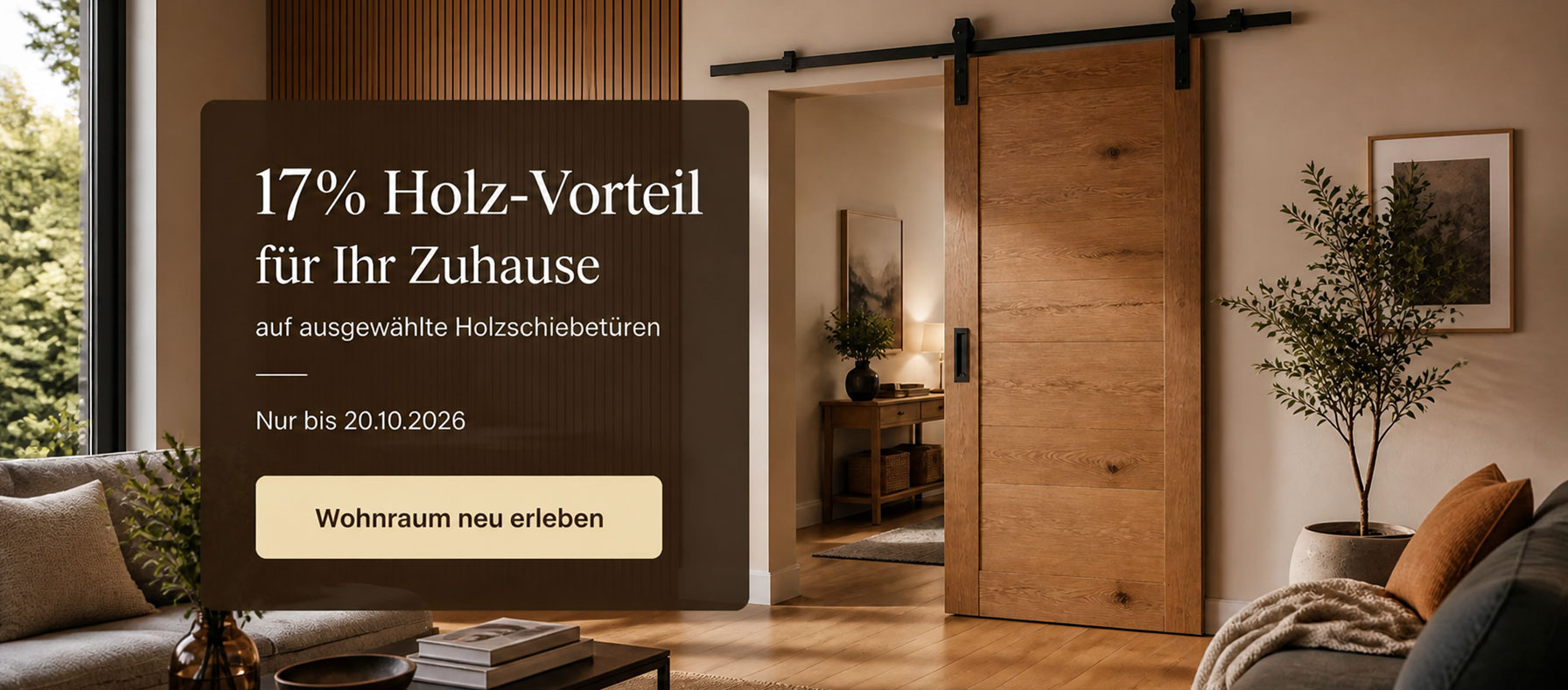 17% Rabatt auf Holzschiebetüren
