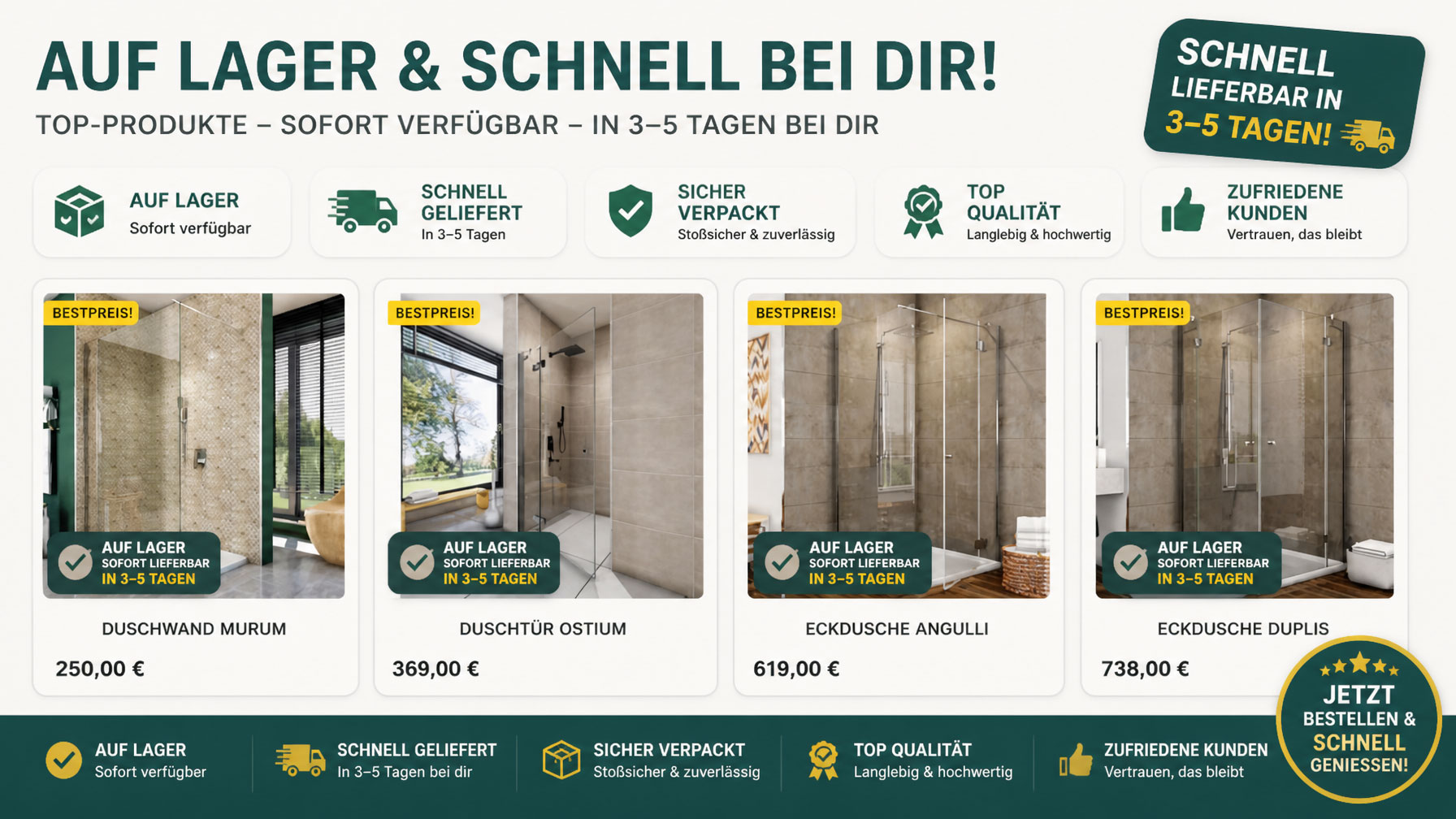 Auf-Lager-Duschkabine