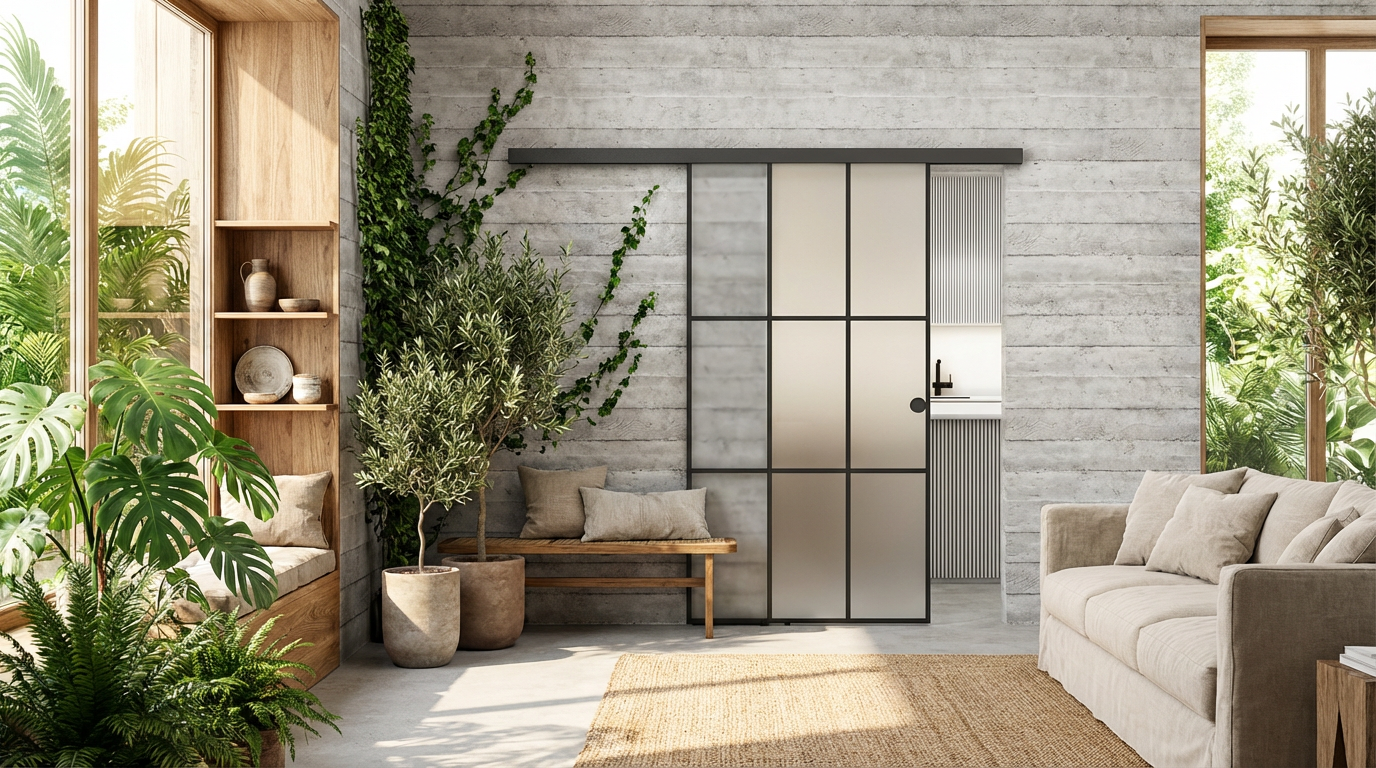 Glasschiebetür BLACK-LINE Loft Schwarzlack