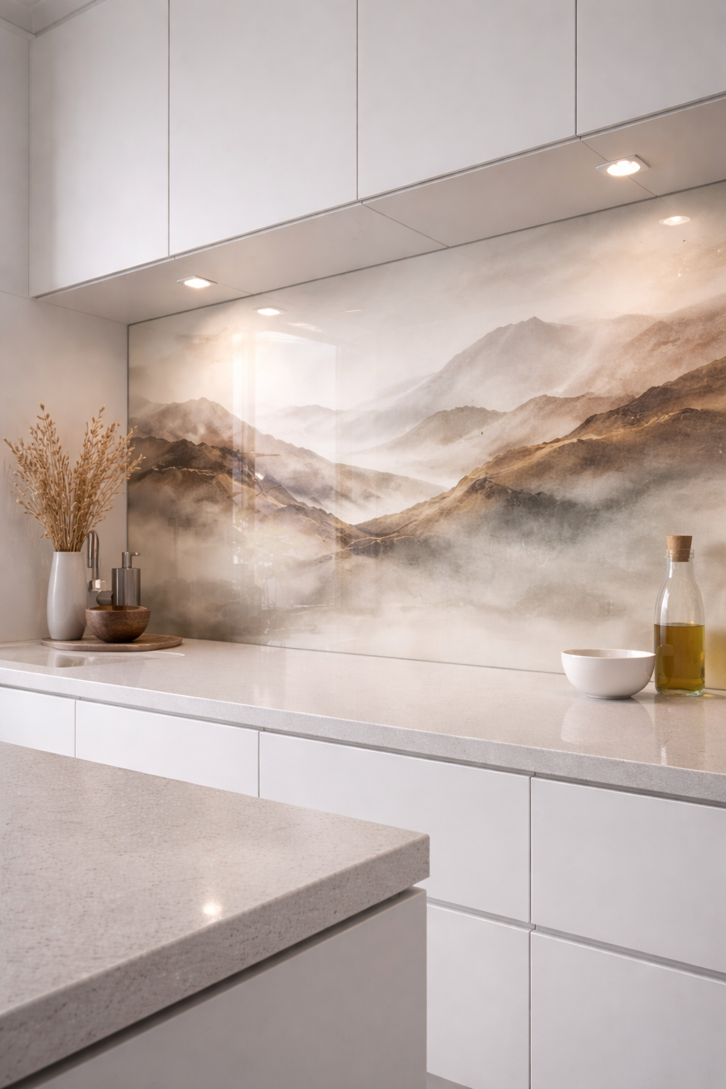 Individuelle Glas-Küchenrückwand mit eigenem Motiv