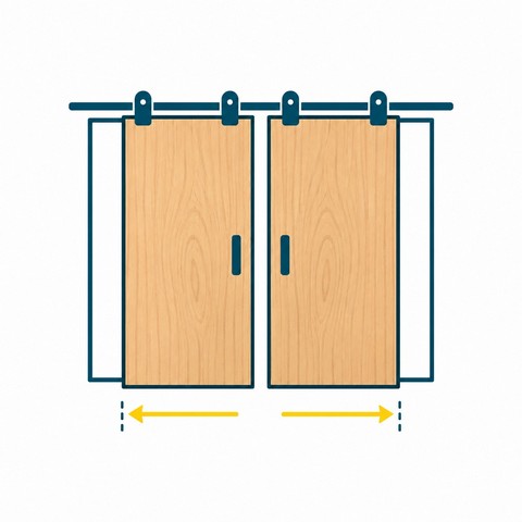 Zweiflügelige Holzschiebetür für breite Durchgänge