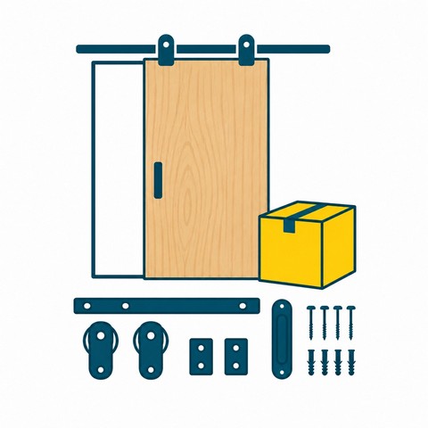 Schiebetür Holz Komplettset mit Schiene und Beschlag