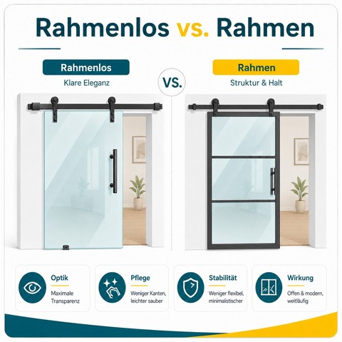 Rahmenlose Glasschiebetür im Loft Design