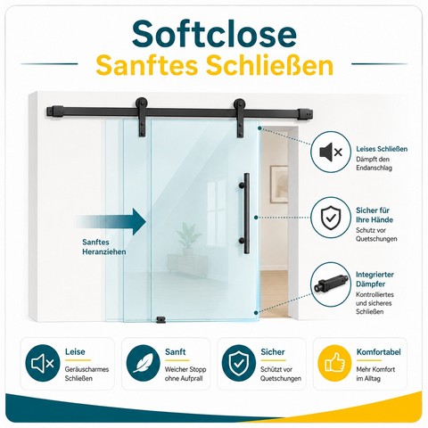 Softclose Funktion bei einer Glasschiebetür
