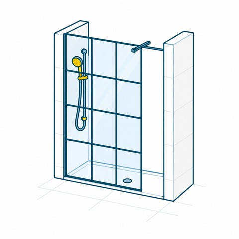 Loft Design Walk-In Dusche mit schwarzem Raster