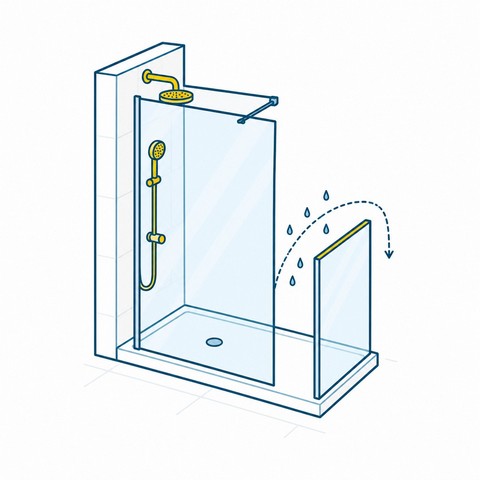 Spritzwasser Schutz bei Walk-In Dusche